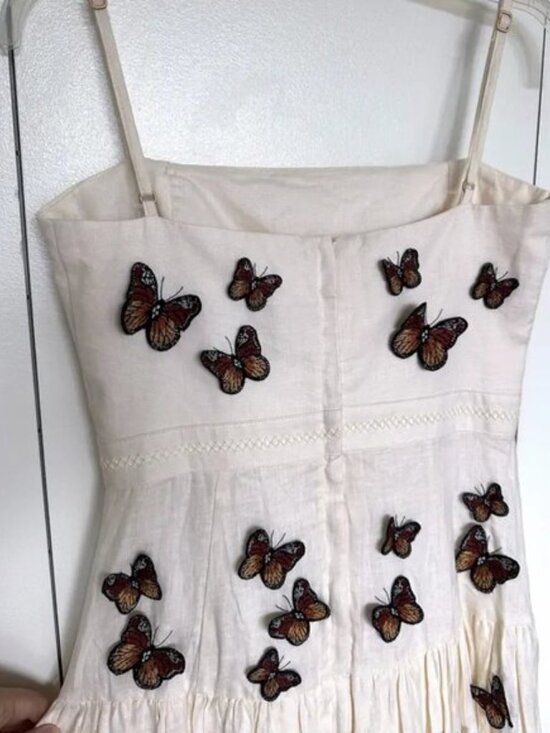 Agua By Agua Bendita Embroidered Butterfly Linen Maxi Dress - Picture 3 of 8